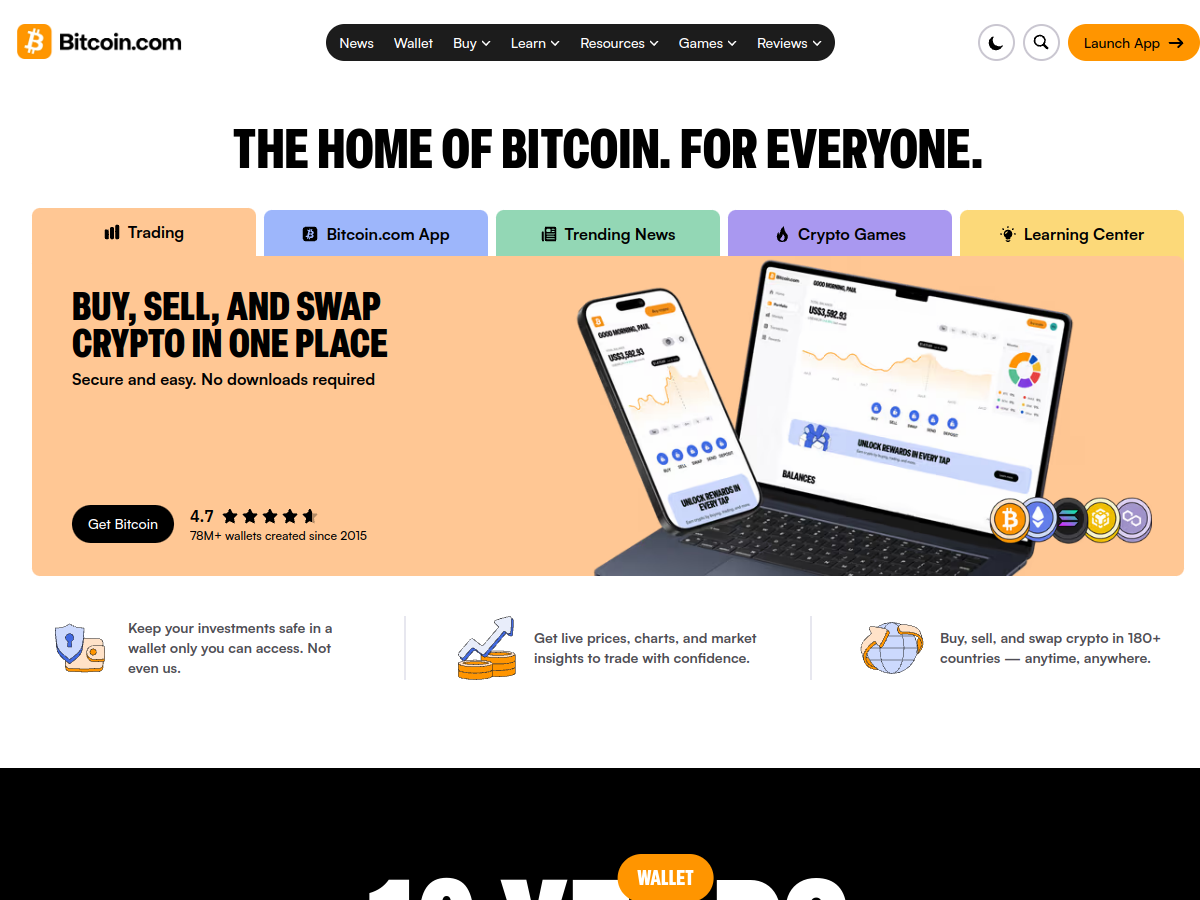 Bitcoin.com homepage screenshot